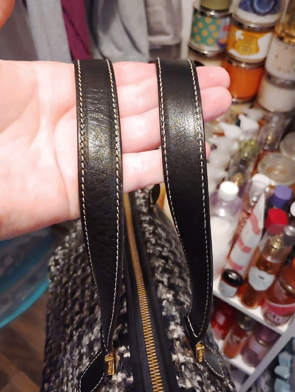 Authentic Kate Spade $350 Boucle Tweed Black & Gray Satchel Handbag